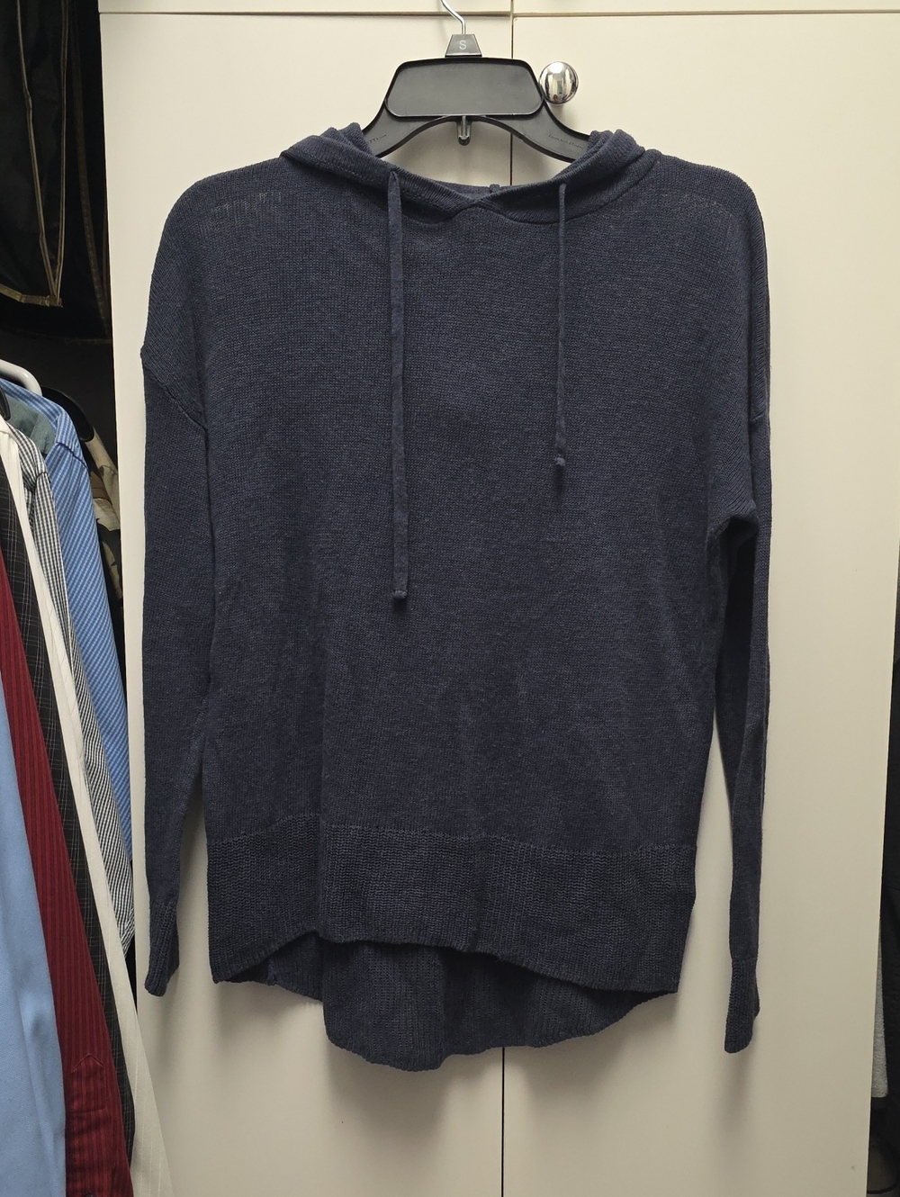 Tahari Navy Hooded Crewneck Sweater